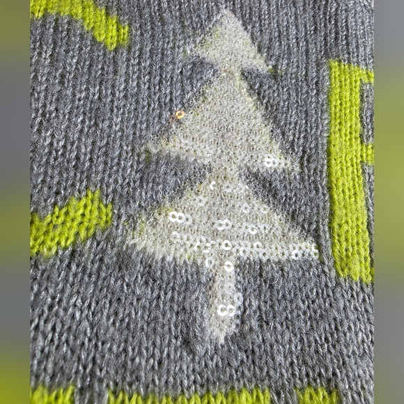Arizona Size S Cabin Fever Sequin Winter Tree Sweater Fall Gray 2915-U - Picture 4 of 8